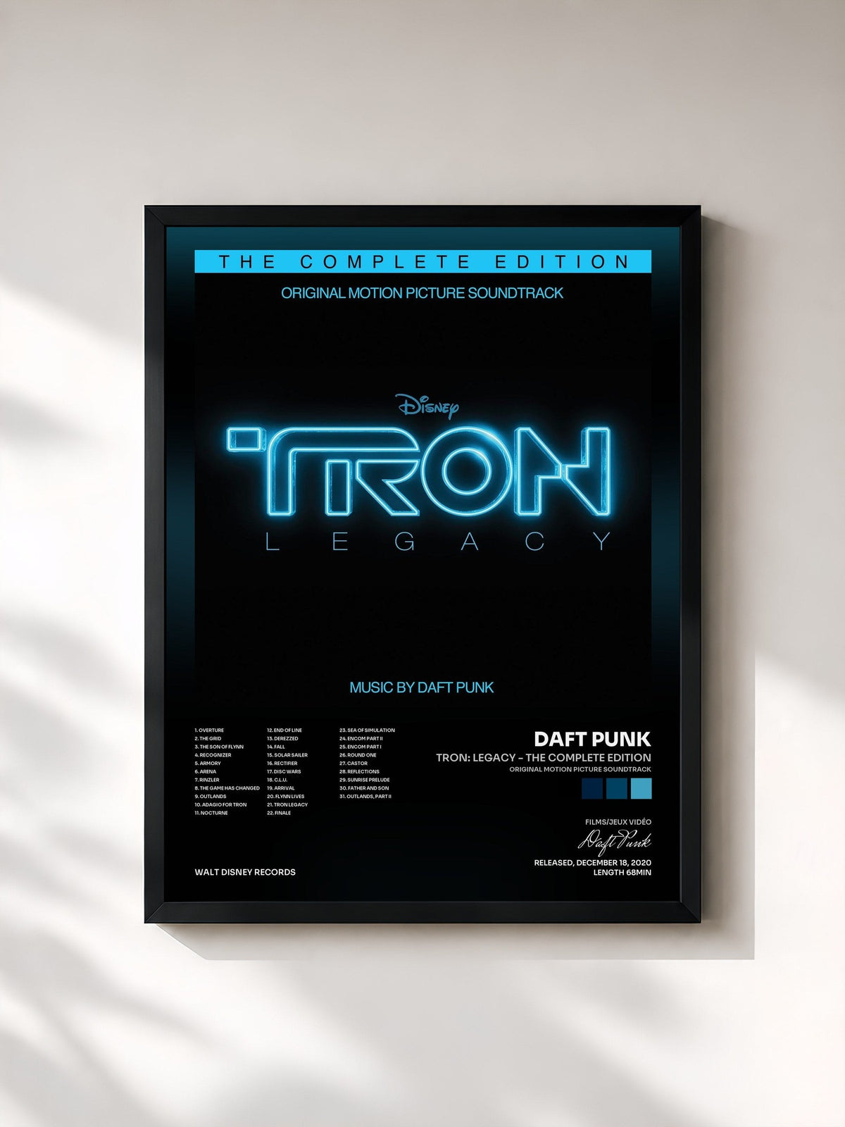 #noir Tableau de l'album TRON: Legacy - The Complete Edition (Original Motion Picture Soundtrack) de Daft Punk, cadre noir, imprimé et encadré en France