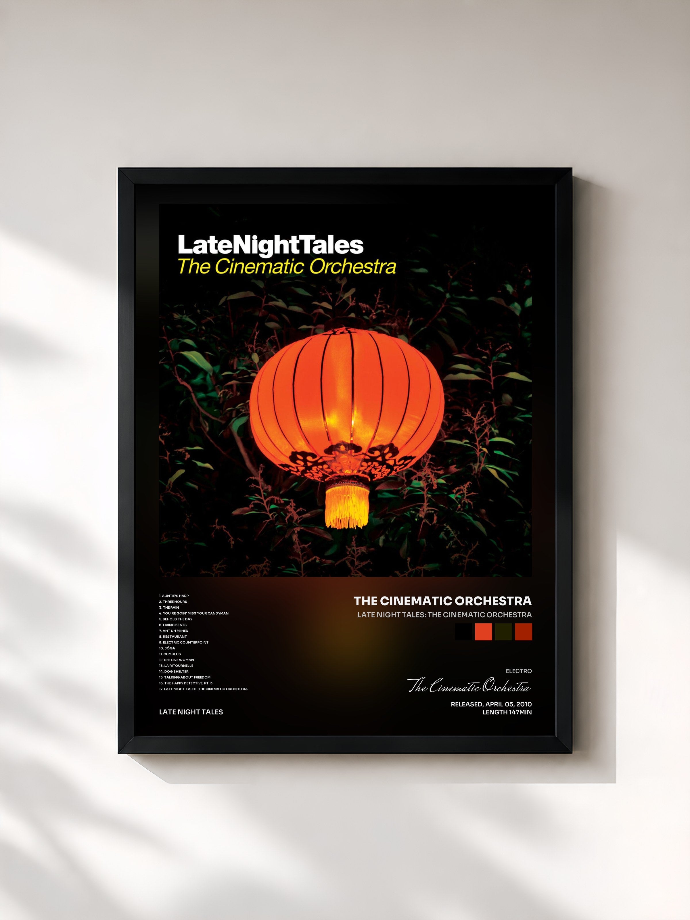 #noir Tableau de l'album Late Night Tales: The Cinematic Orchestra de The Cinematic Orchestra, cadre noir, imprimé et encadré en France