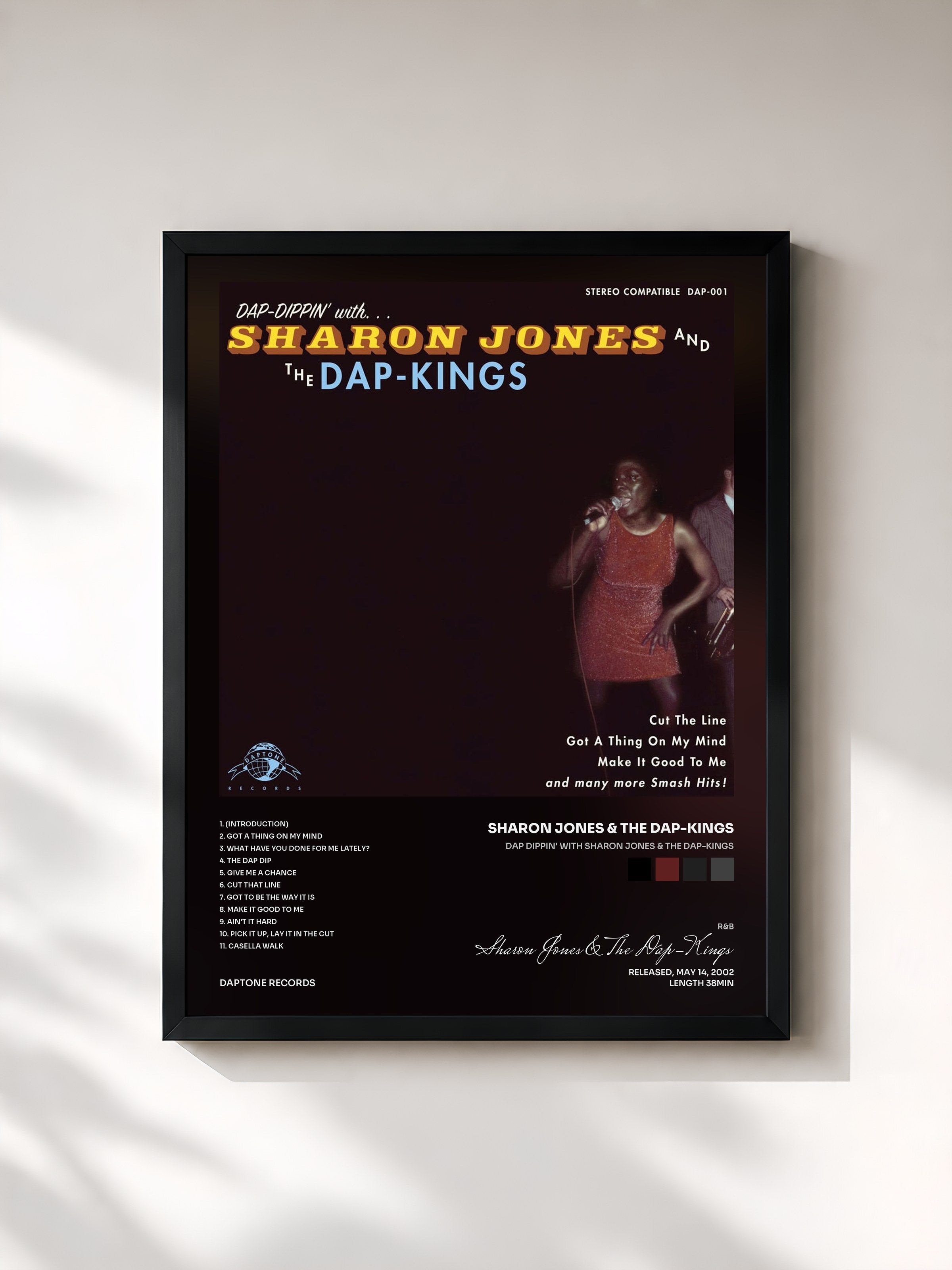 #noir Tableau de l'album Dap Dippin' With Sharon Jones & The Dap-Kings de Sharon Jones & The Dap-Kings, cadre noir, imprimé et encadré en France