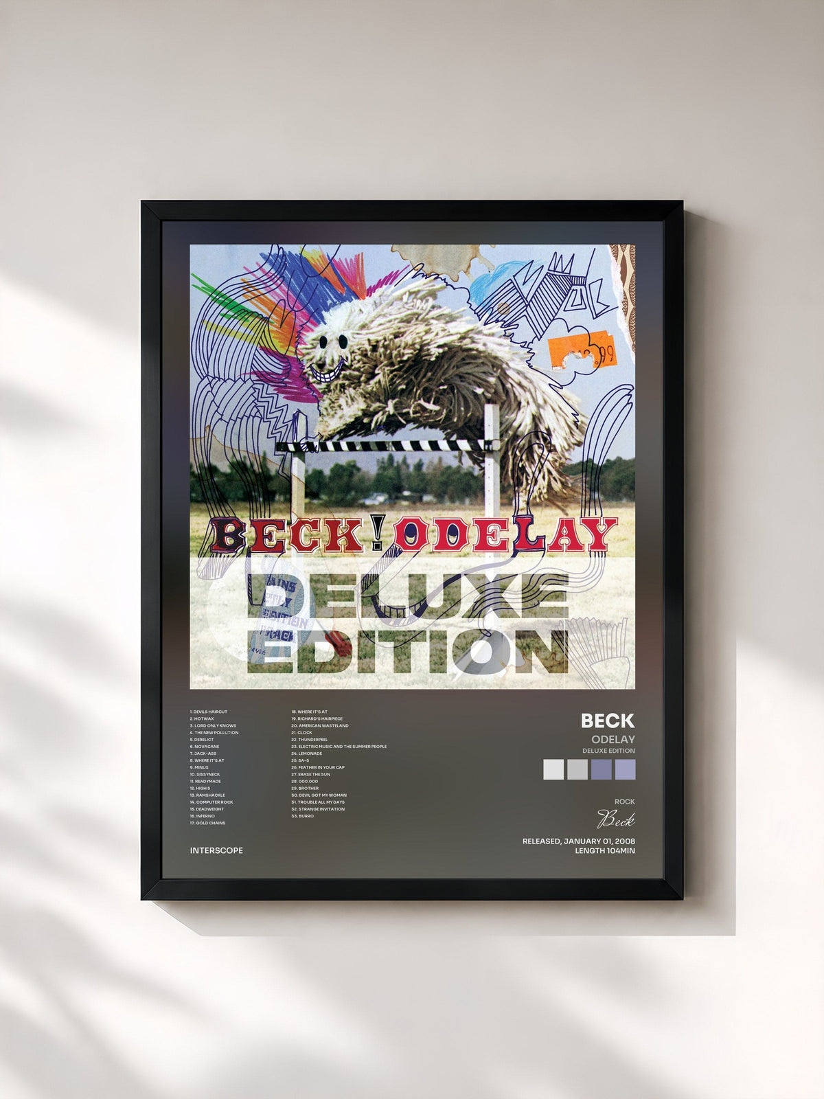 #noir Tableau de l'album Odelay (Deluxe Edition) de Beck, cadre noir, imprimé et encadré en France