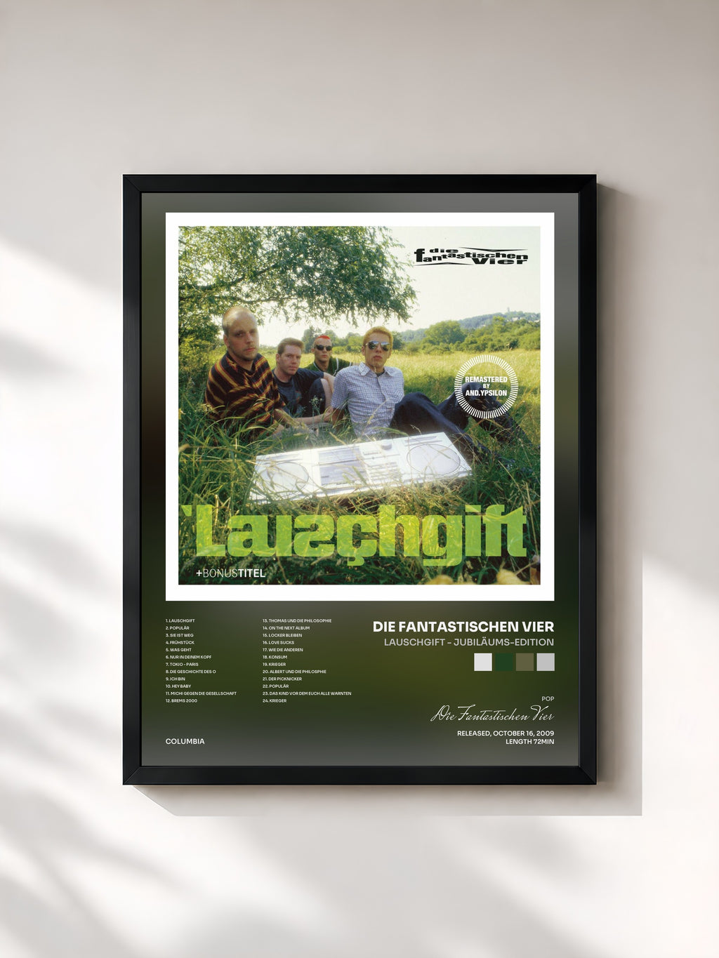 #noir Tableau de l'album Lauschgift - Jubiläums-Edition de Die Fantastischen Vier, cadre noir, imprimé et encadré en France