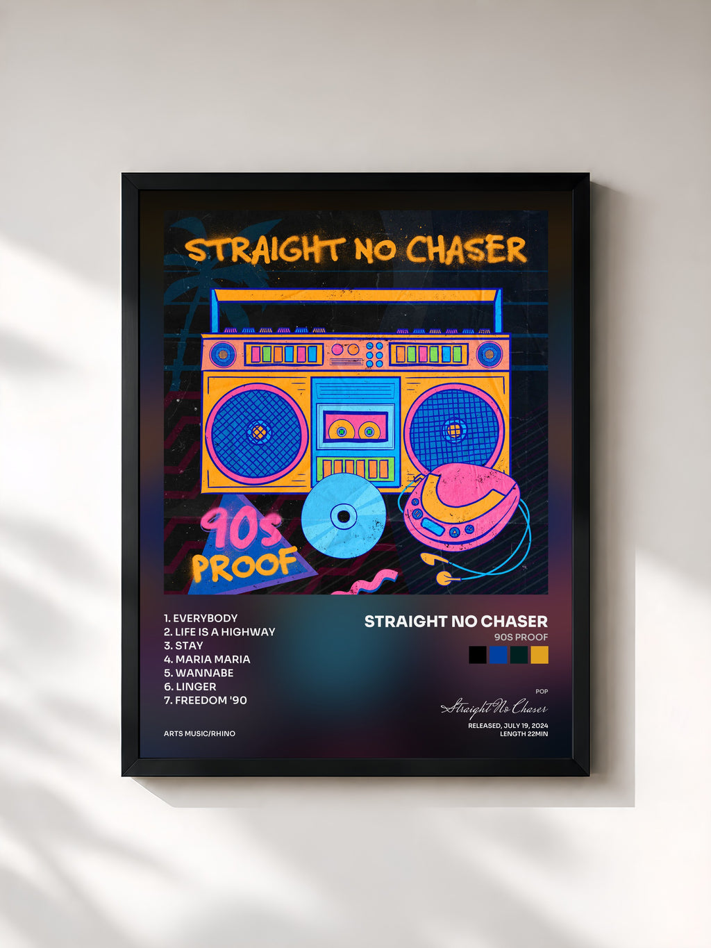 #noir Tableau de l'album 90s Proof de Straight No Chaser, cadre noir, imprimé et encadré en France