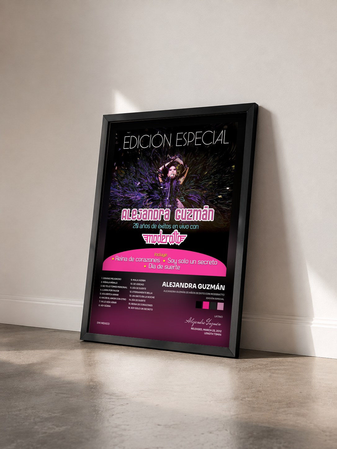 #noir Tableau de l'album Alejandra Guzmán 20 Años De Exito Con Moderatto (Edición Especial) de Alejandra Guzmán vu de trois quarts, cadre noir