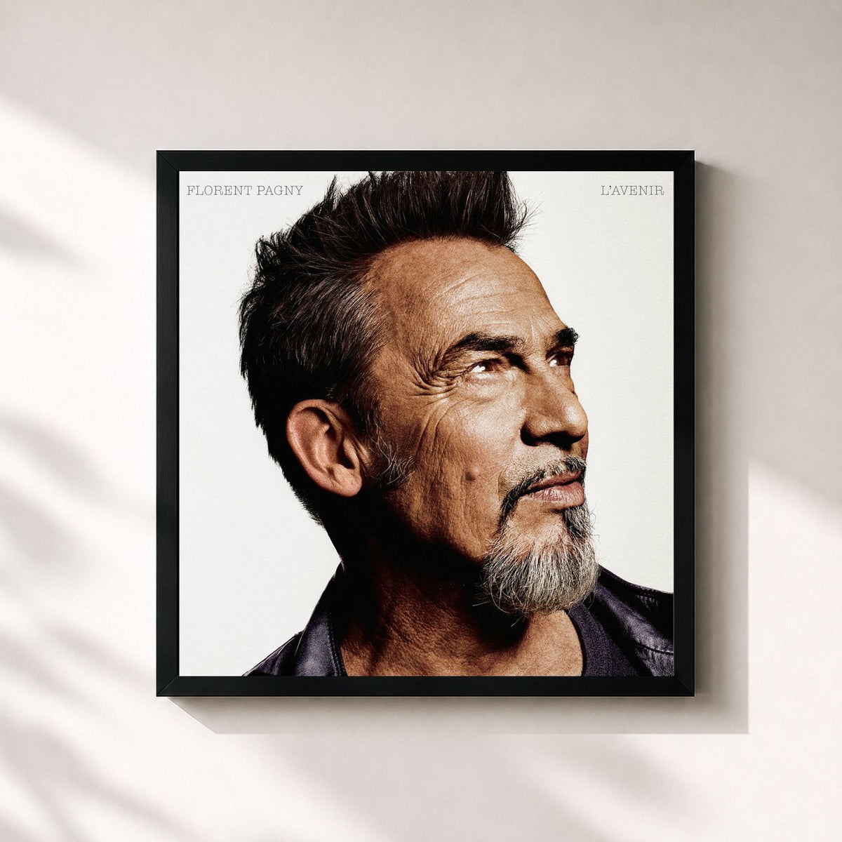#noir Tableau carré de l'album L'avenir de Florent Pagny, cadre noir 32x32 cm