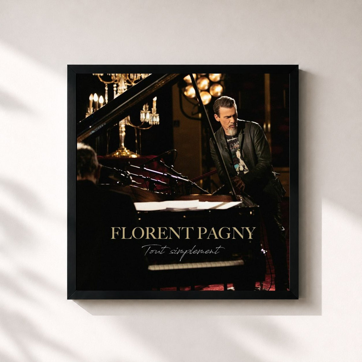 #noir Tableau carré de l'album Tout simplement de Florent Pagny, cadre noir 32x32 cm