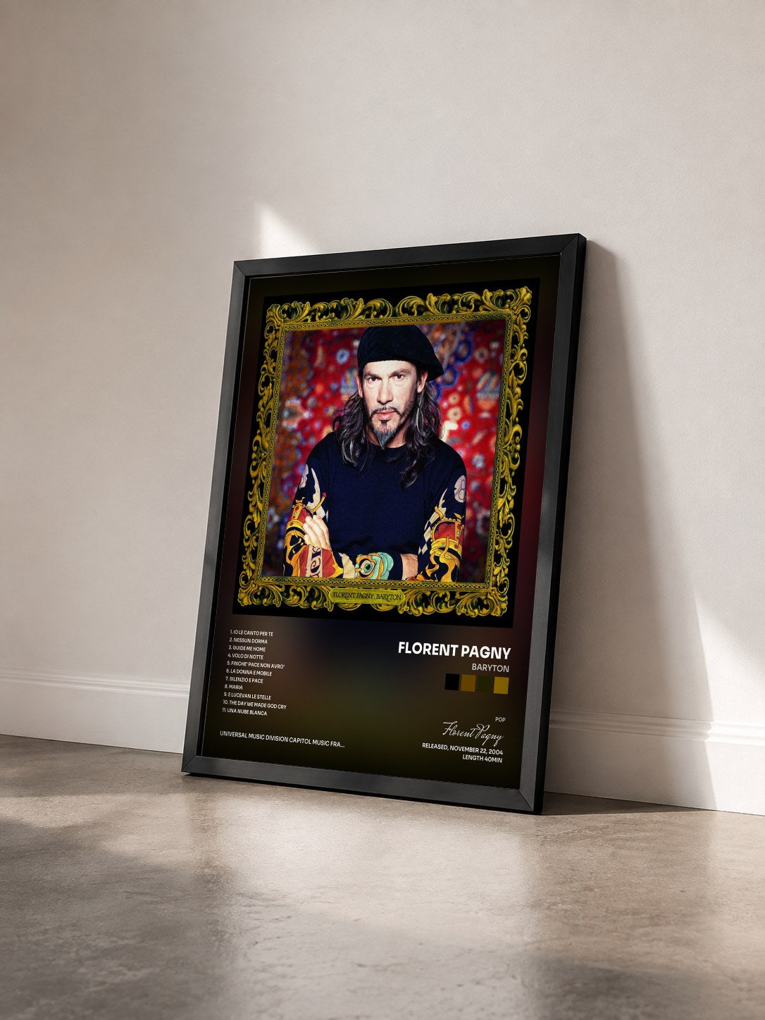 #noir Tableau de l'album Baryton de Florent Pagny vu de trois quarts, cadre noir