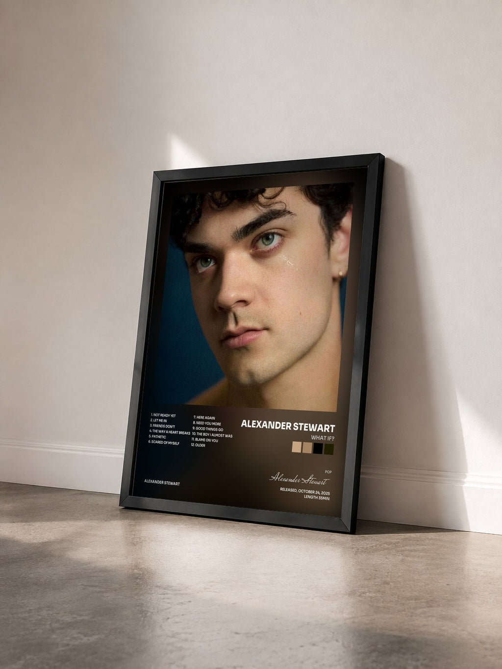 #noir Tableau de l'album What If? de Alexander Stewart vu de trois quarts, cadre noir
