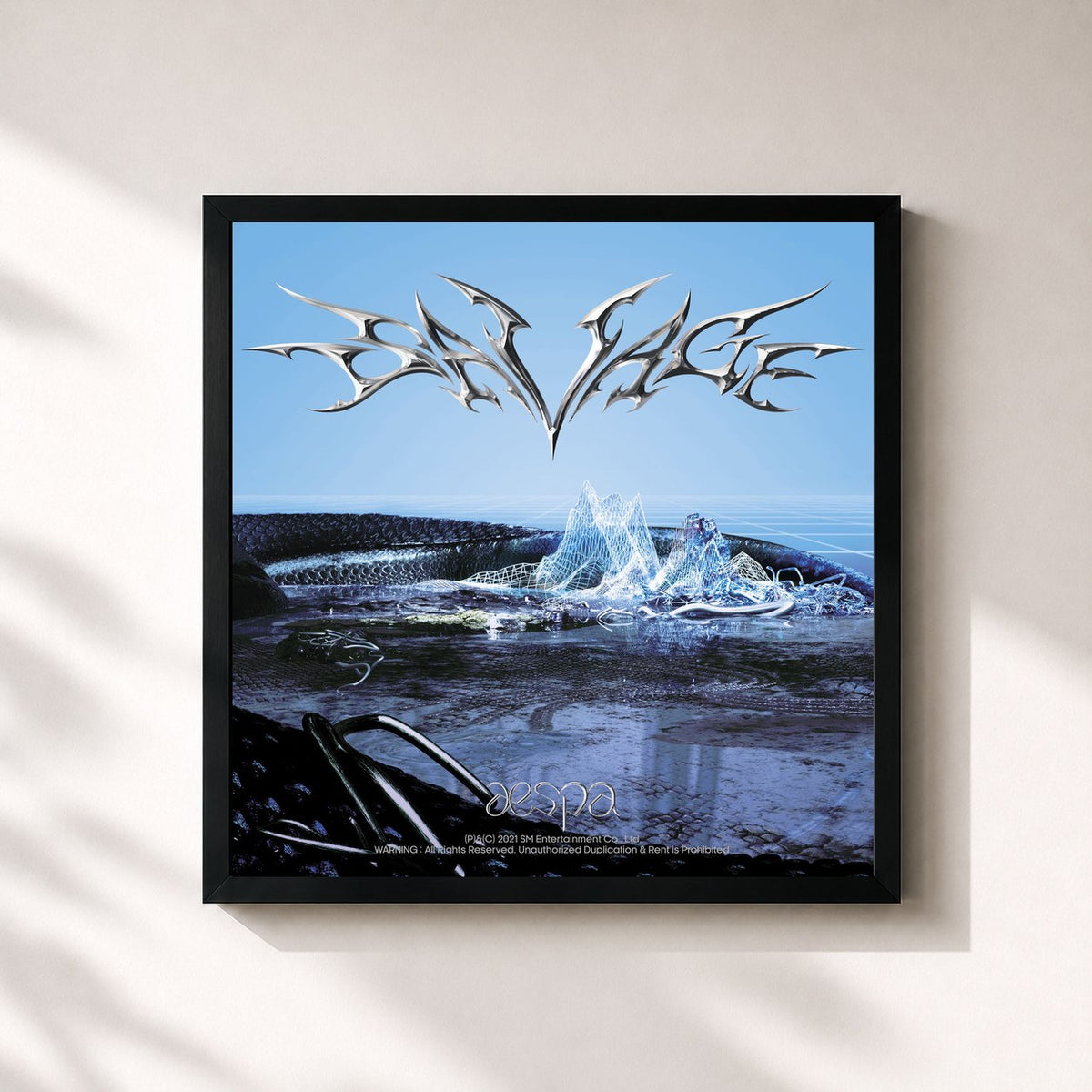 #noir Tableau carré de l'album Savage - The 1st Mini Album de aespa, cadre noir 32x32 cm