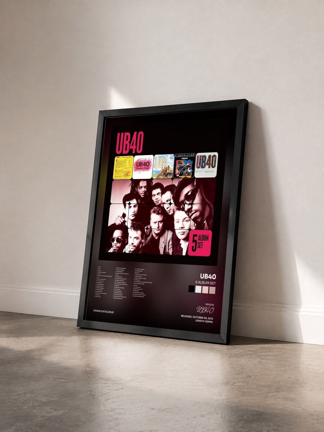 #noir Tableau de l'album 5 Album Set de UB40 vu de trois quarts, cadre noir
