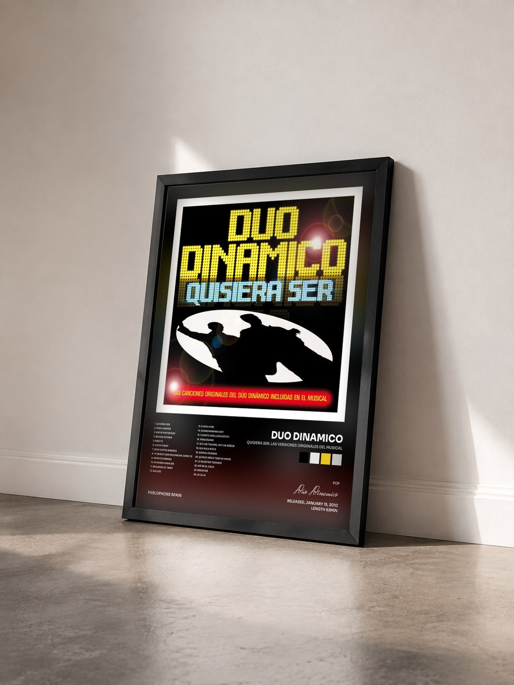 #noir Tableau de l'album Quisiera Ser. Las Versiones Originales Del Musical de Duo Dinamico vu de trois quarts, cadre noir