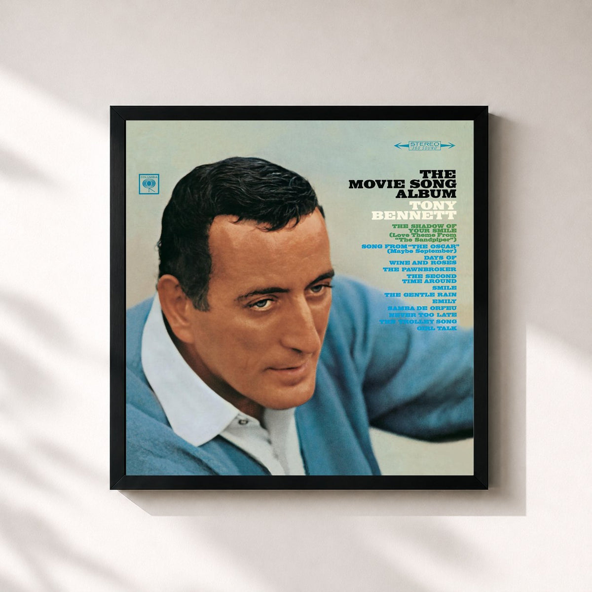 #noir The Movie Song Album di Tony Bennett in stampa quadrata incorniciata, cornice nera 32x32 cm