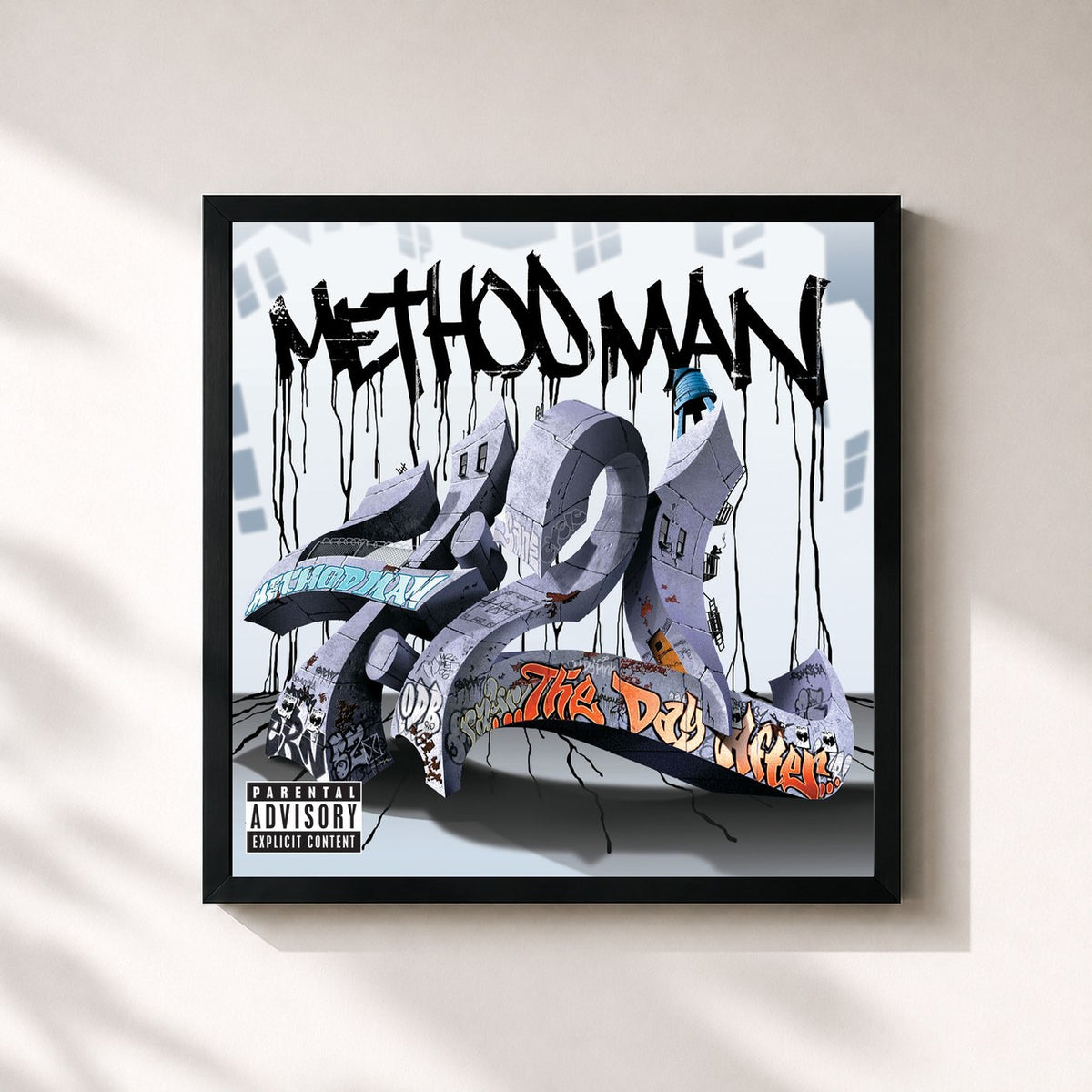 #noir Tableau carré de l'album 4:21...The Day After de Method Man, cadre noir 32x32 cm