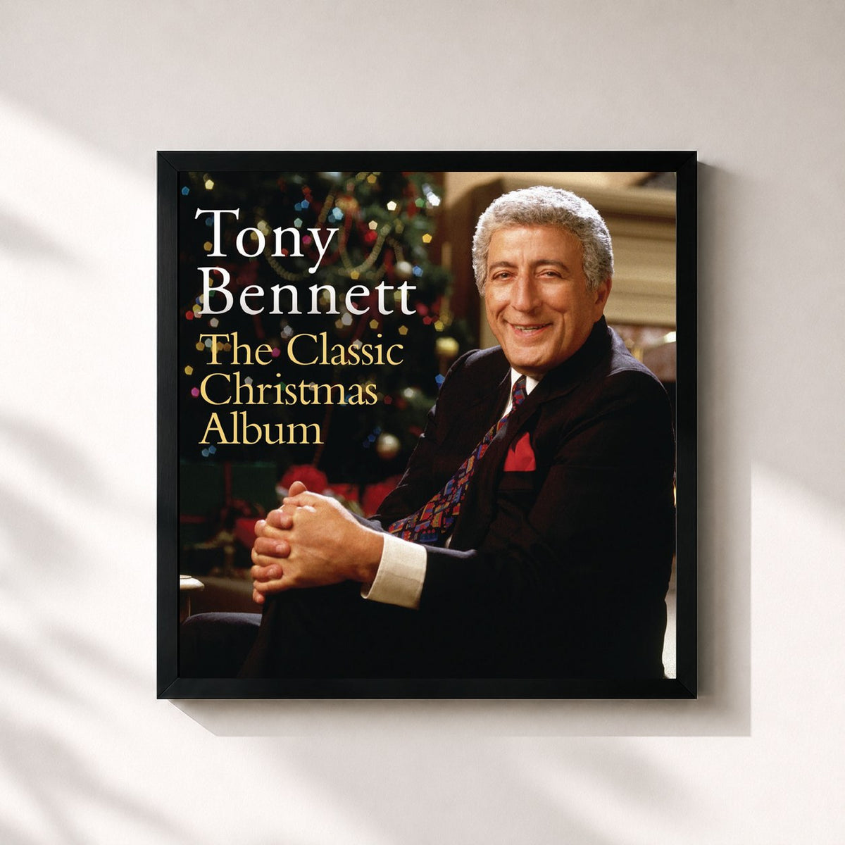 #noir Tableau carré de l'album The Classic Christmas Album de Tony Bennett, cadre noir 32x32 cm