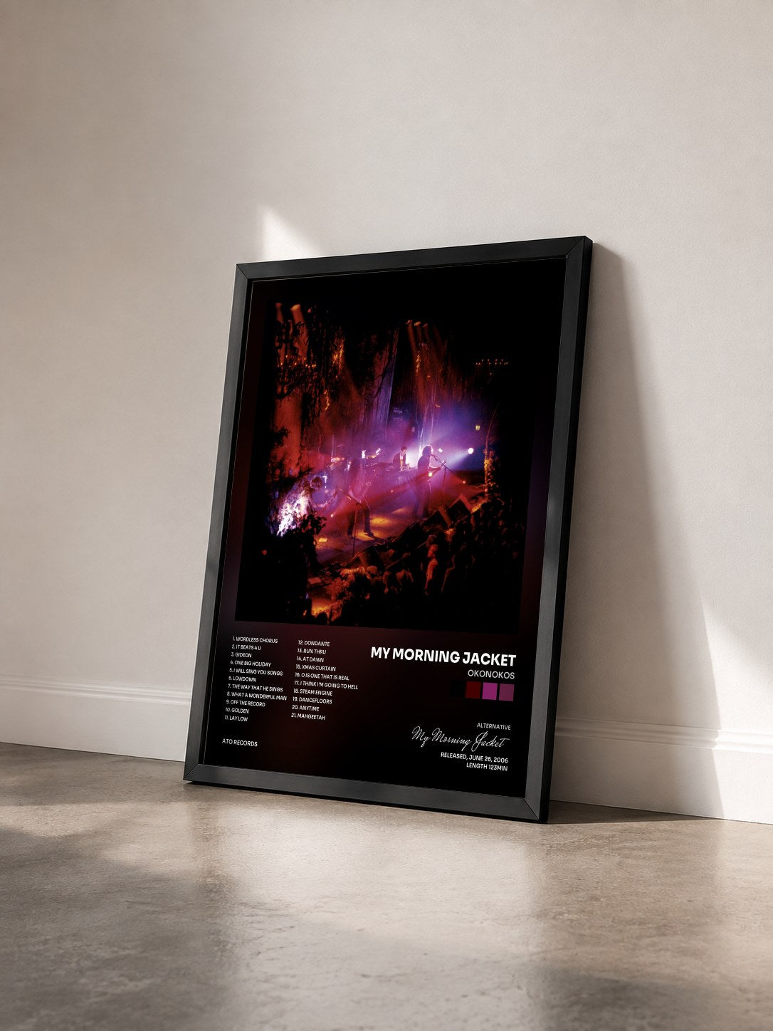 #noir Tableau de l'album Okonokos de My Morning Jacket vu de trois quarts, cadre noir