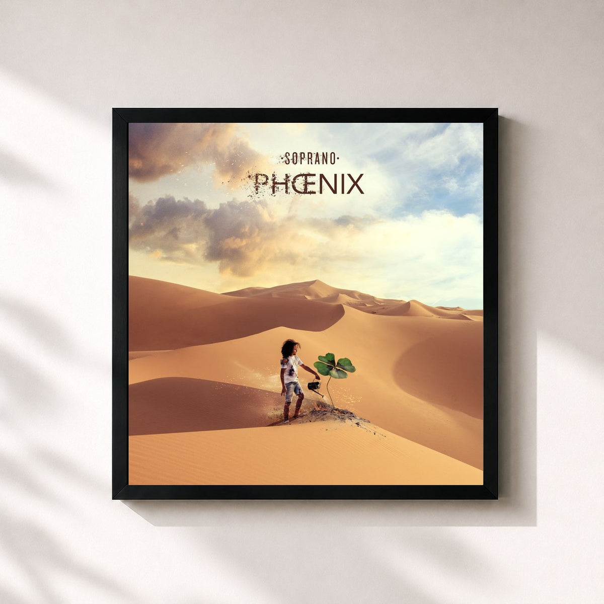 #noir Tableau carré de l'album Phoenix de Soprano, cadre noir 32x32 cm
