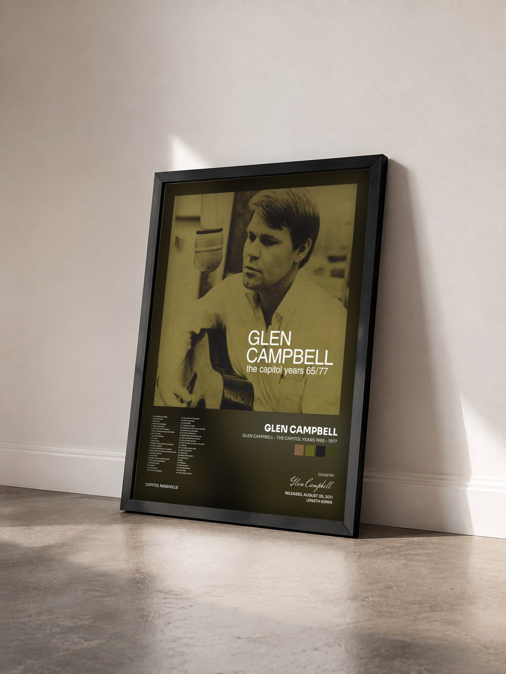 #noir Tableau de l'album Glen Campbell - The Capitol Years 1965 - 1977 de Glen Campbell vu de trois quarts, cadre noir