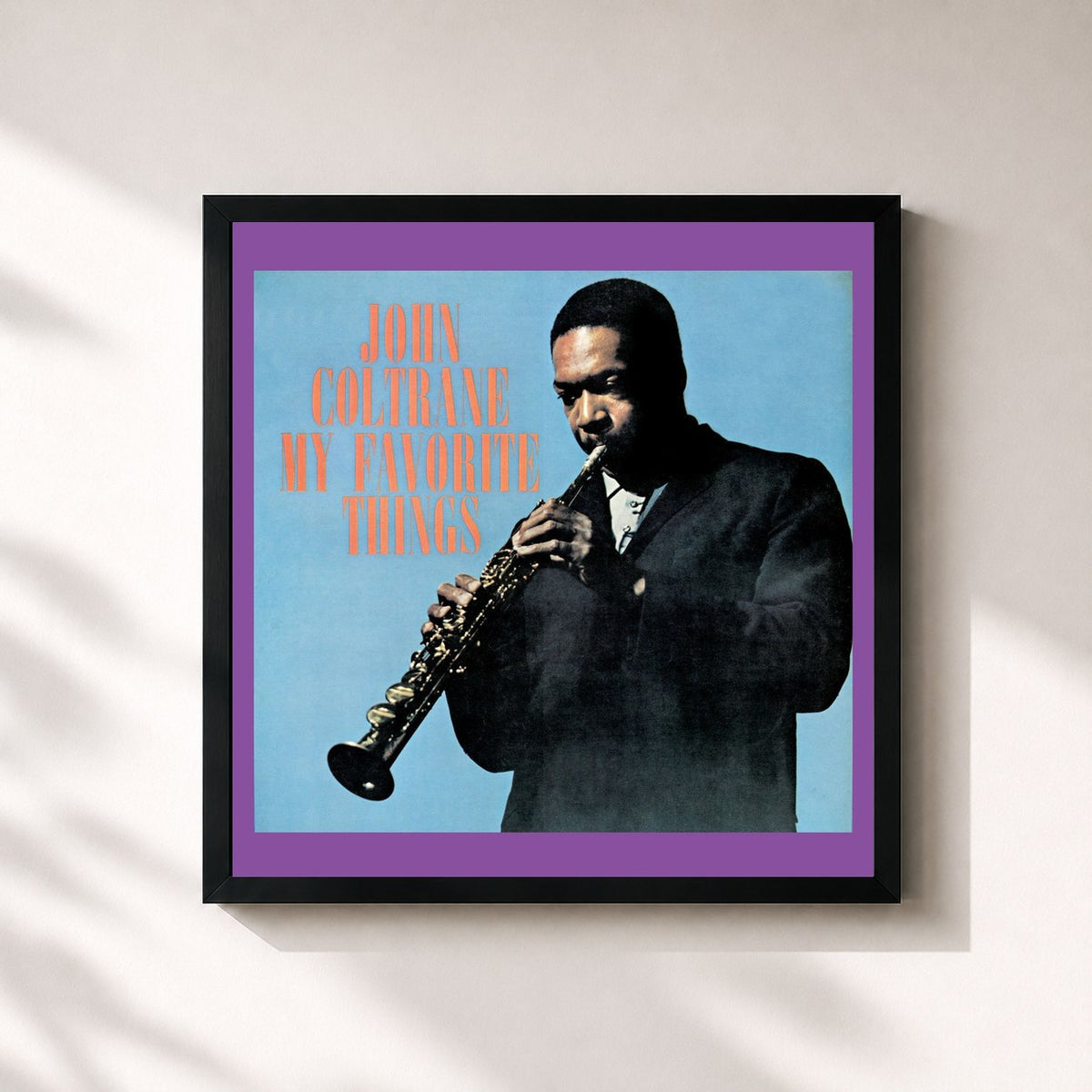 #noir Tableau carré de l'album My Favorite Things (Remastered) de John Coltrane, cadre noir 32x32 cm