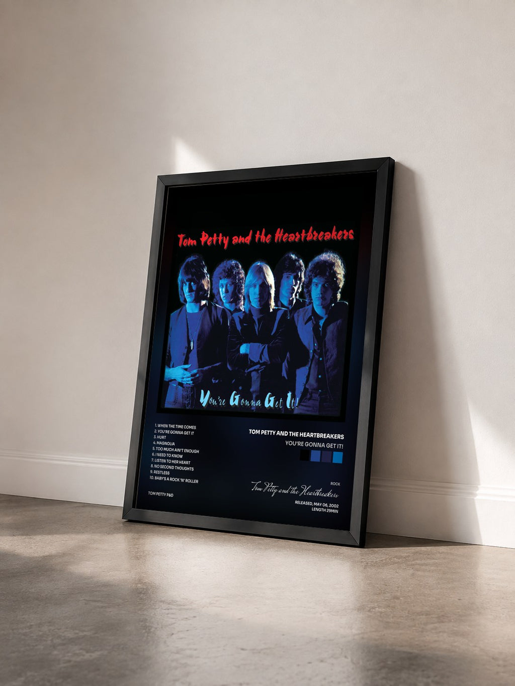 #noir Tableau de l'album You're Gonna Get It! de Tom Petty and the Heartbreakers vu de trois quarts, cadre noir