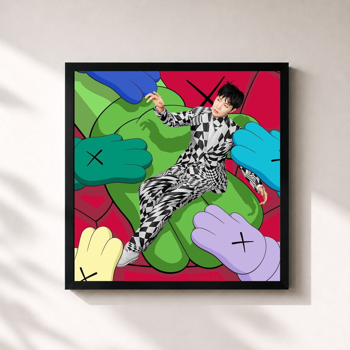 #noir Tableau carré de l'album Jack In The Box de j-hope, cadre noir 32x32 cm