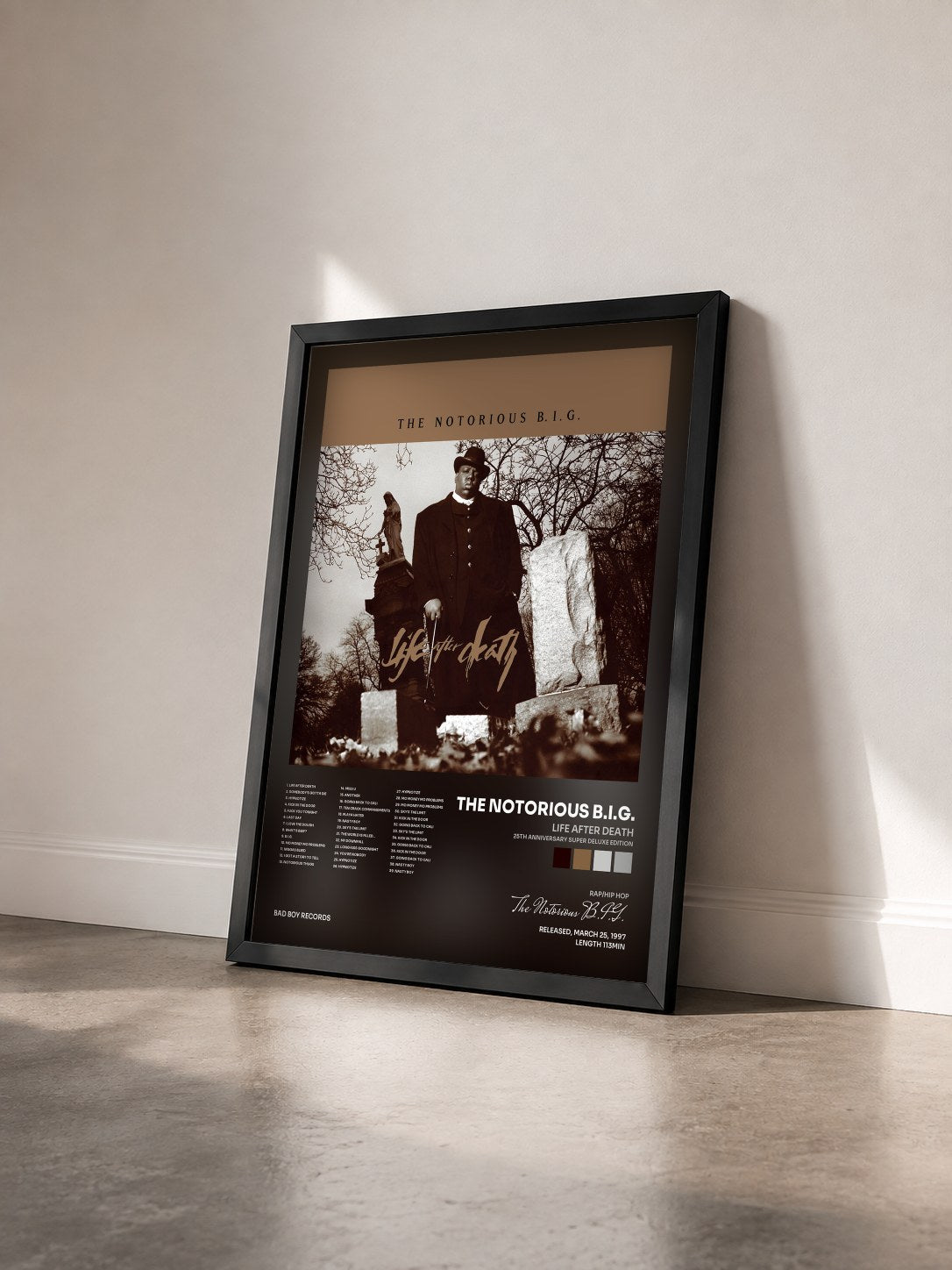 #noir Tableau de l'album Life After Death (25th Anniversary Super Deluxe Edition) de The Notorious B.I.G. vu de trois quarts, cadre noir