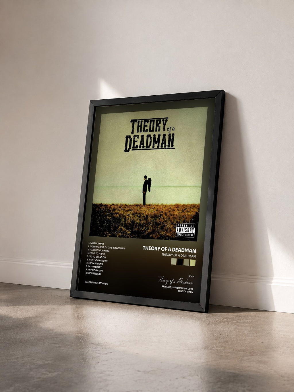 #noir Tableau de l'album Theory of a Deadman de Theory of a Deadman vu de trois quarts, cadre noir