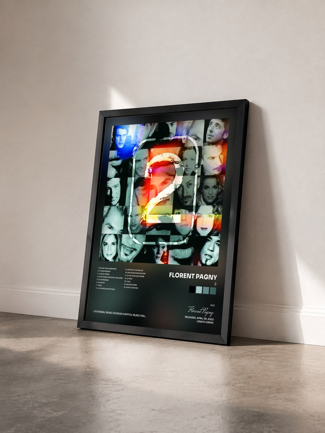 #noir Tableau de l'album 2 de Florent Pagny vu de trois quarts, cadre noir