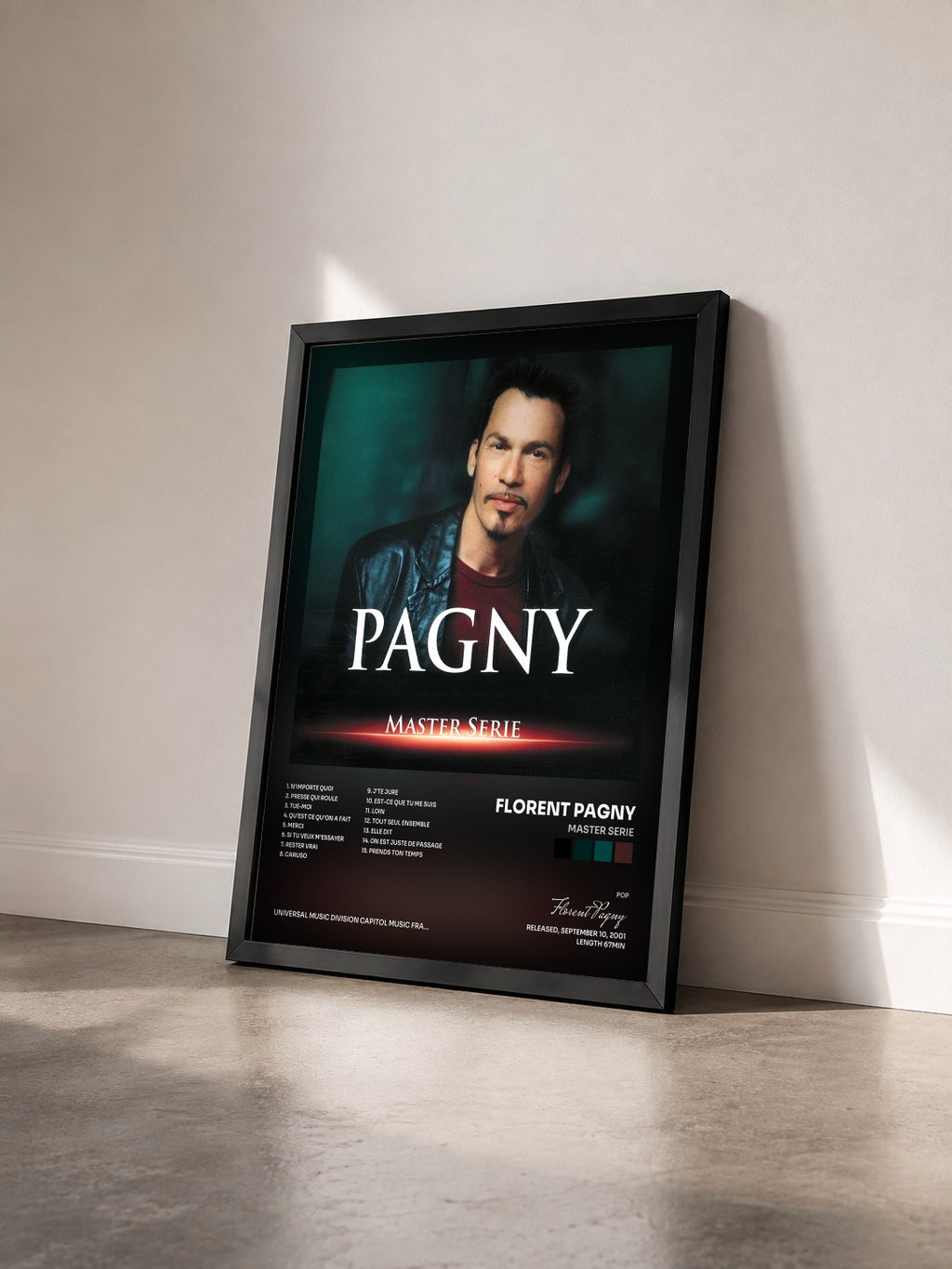 #noir Tableau de l'album Master Serie de Florent Pagny vu de trois quarts, cadre noir