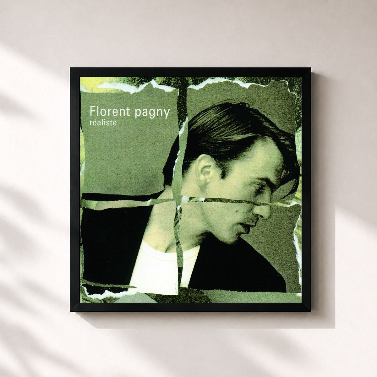 #noir Tableau carré de l'album Realiste de Florent Pagny, cadre noir 32x32 cm