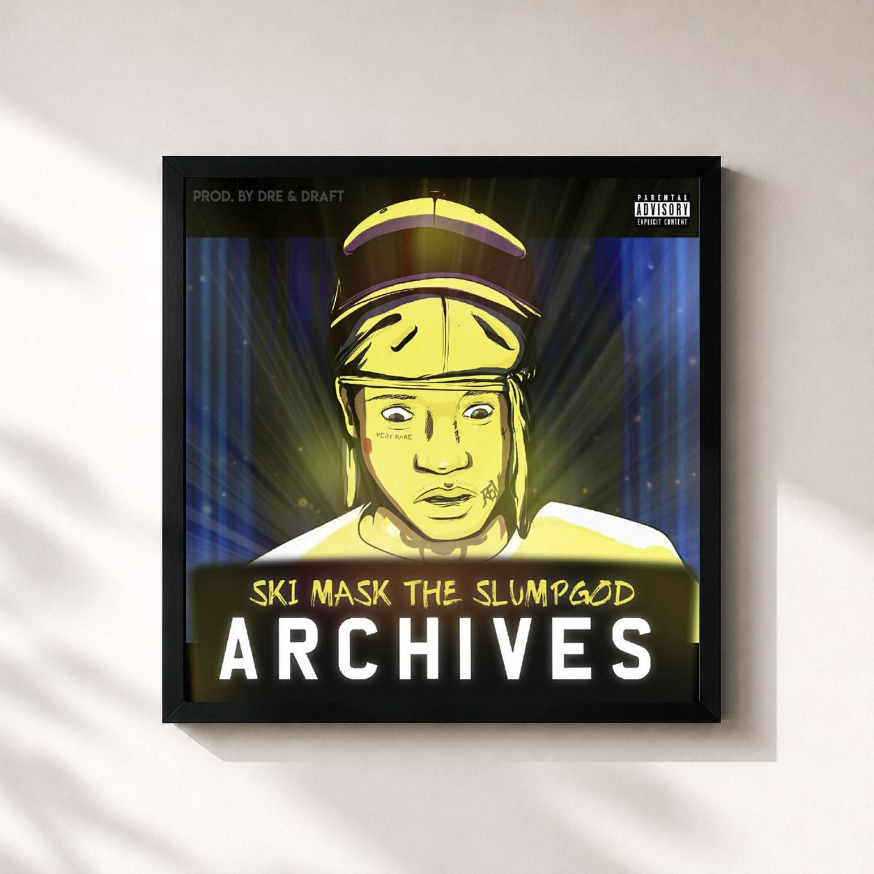 #noir Tableau carré de l'album Archives de Ski Mask the Slump God, cadre noir 32x32 cm