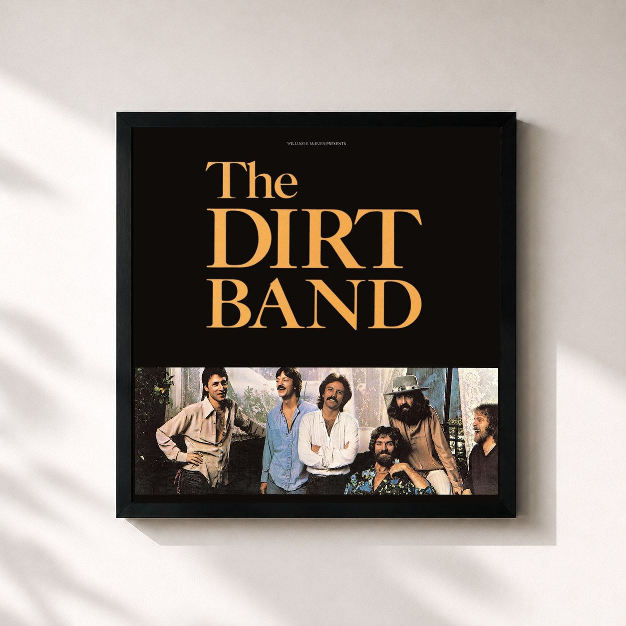 #noir Tableau carré de l'album Dirt Band de Nitty Gritty Dirt Band, cadre noir 32x32 cm