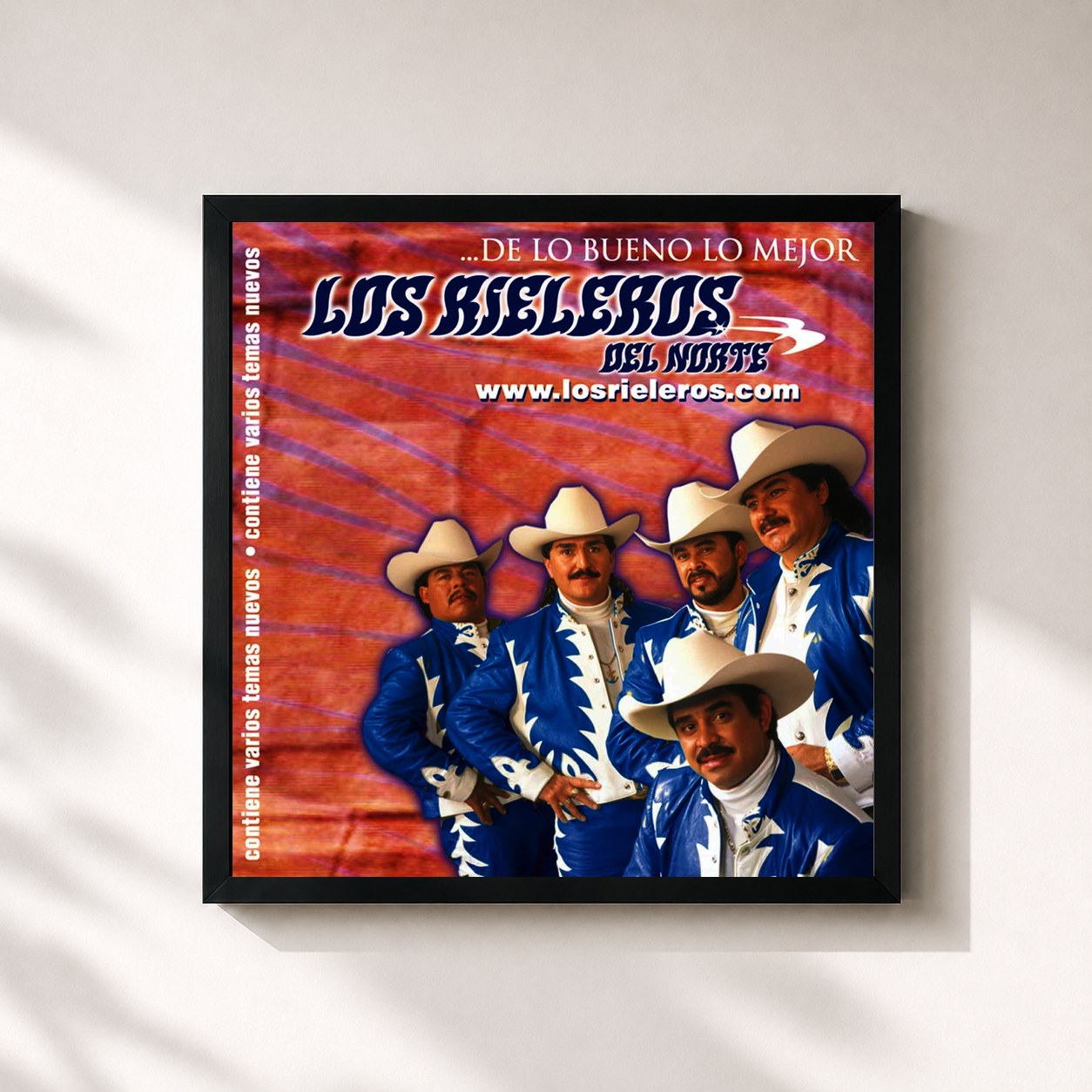 #noir Tableau carré de l'album De Lo Bueno Lo Mejor de Los Rieleros Del Norte, cadre noir 32x32 cm