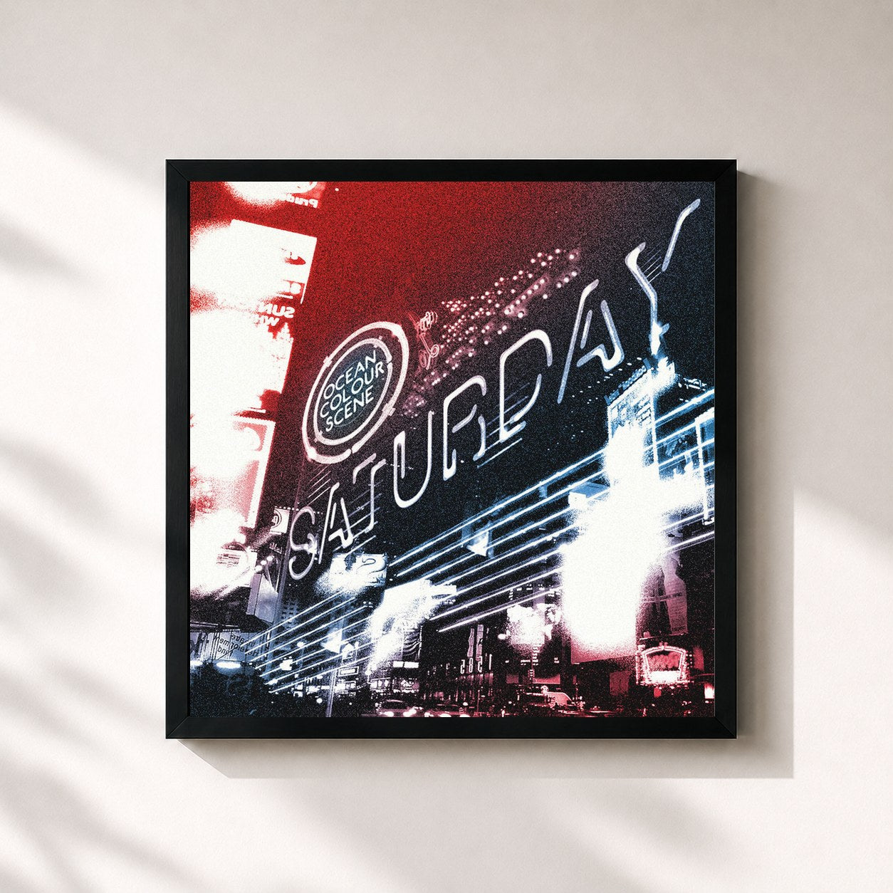 #noir Tableau carré de l'album Saturday de Ocean Colour Scene, cadre noir 32x32 cm