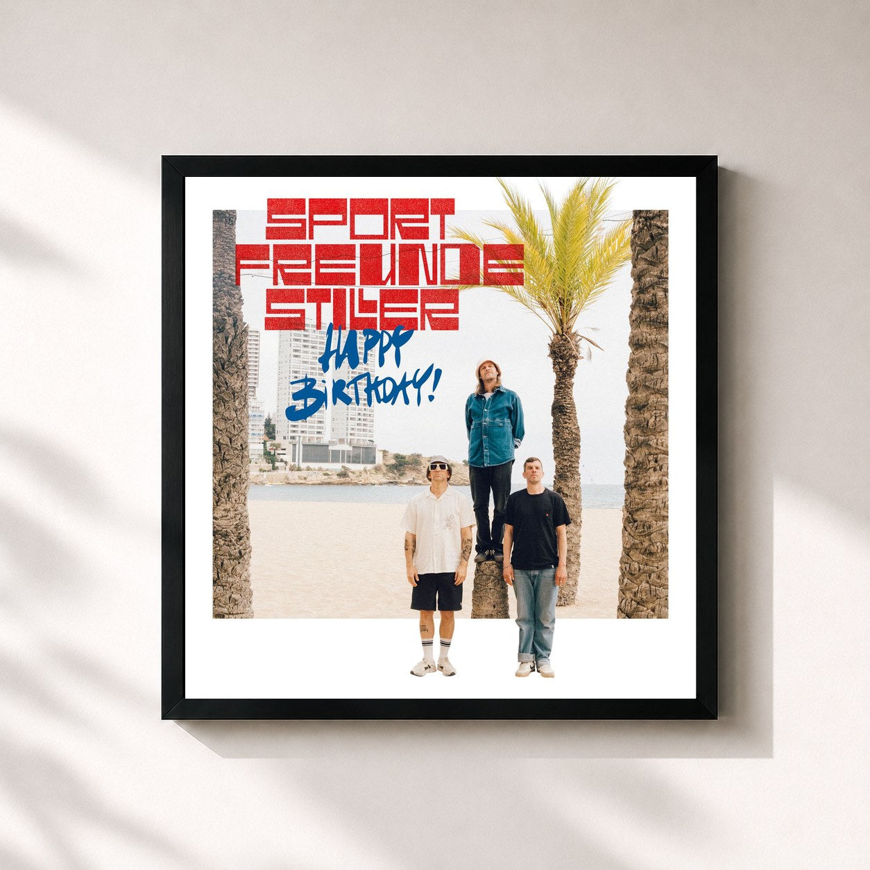 #noir Tableau carré de l'album Happy Birthday! de Sportfreunde Stiller, cadre noir 32x32 cm