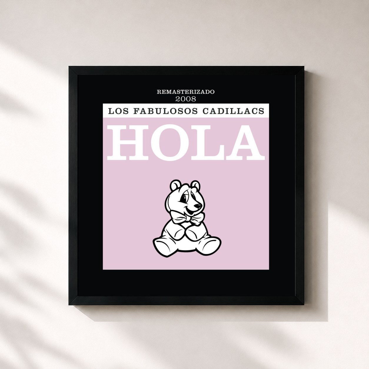 #noir Tableau carré de l'album Hola de Los Fabulosos Cadillacs, cadre noir 32x32 cm