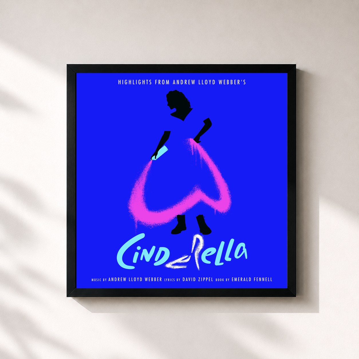 #noir Tableau carré de l'album (Highlights From) Andrew Lloyd Webber’s “Cinderella” de Andrew Lloyd Webber, cadre noir 32x32 cm