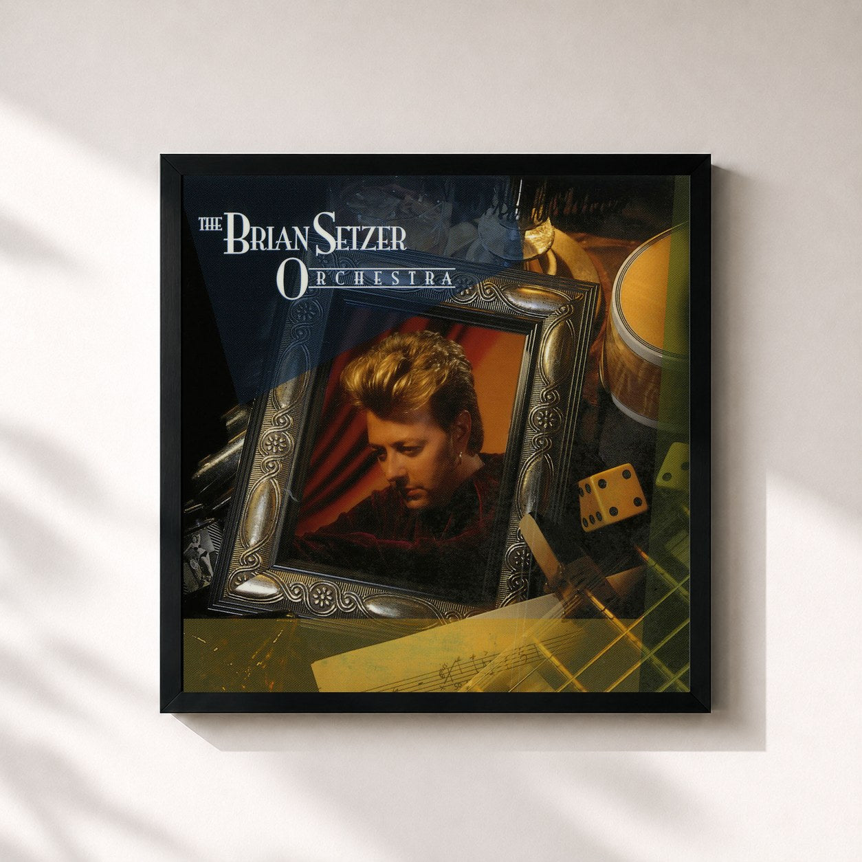 #noir Tableau carré de l'album The Brian Setzer Orchestra de The Brian Setzer Orchestra, cadre noir 32x32 cm