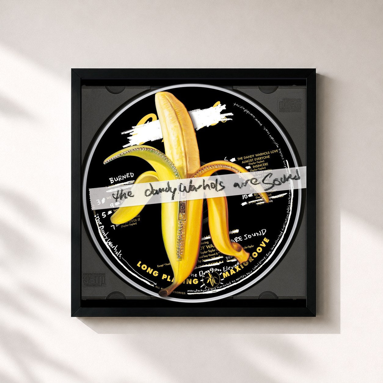 #noir Tableau carré de l'album The Dandy Warhols Are Sound de The Dandy Warhols, cadre noir 32x32 cm