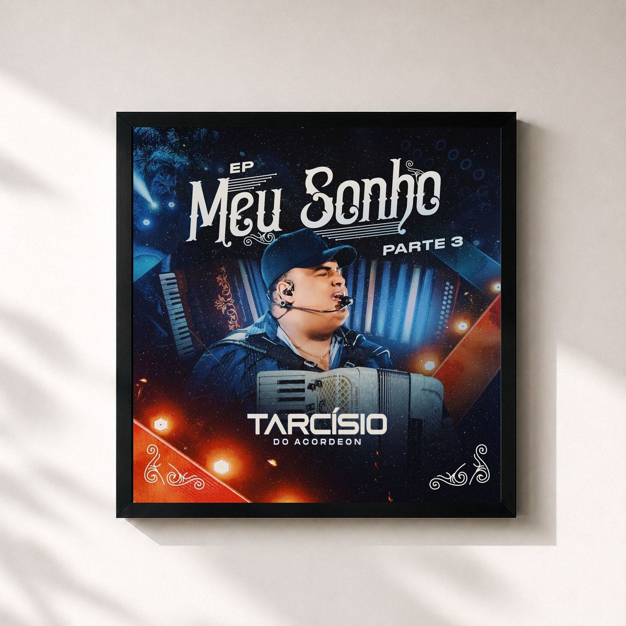 #noir Tableau carré de l'album Meu Sonho - Pt. 3 de Tarcísio do Acordeon, cadre noir 32x32 cm