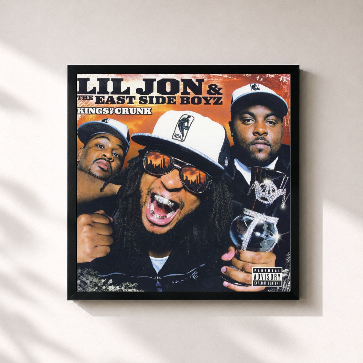 #noir Tableau carré de l'album Kings Of Crunk de Lil Jon & The East Side Boyz, cadre noir 32x32 cm