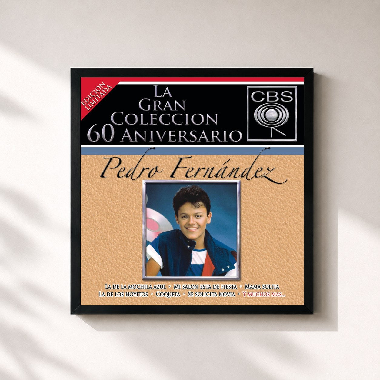 #noir Tableau carré de l'album La Gran Coleccion Del 60 Aniversario CBS - Pedro Fernandez de Pedro Fernández, cadre noir 32x32 cm