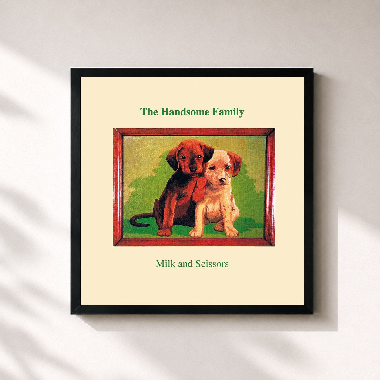 #noir Tableau carré de l'album Milk and Scissors de The Handsome Family, cadre noir 32x32 cm