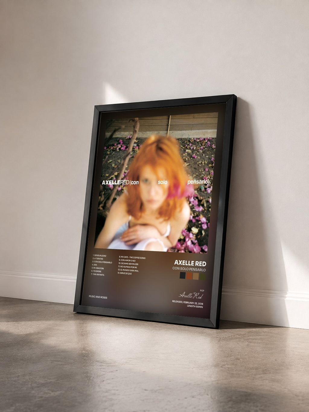 #noir Con Solo Pensarlo by Axelle Red as a framed art print seen at an angle, black frame