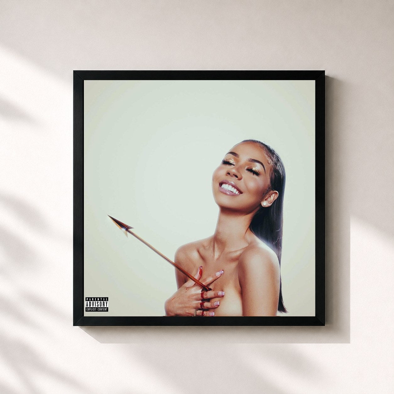 #noir Tableau carré de l'album RY RY WORLD de Mariah the Scientist, cadre noir 32x32 cm