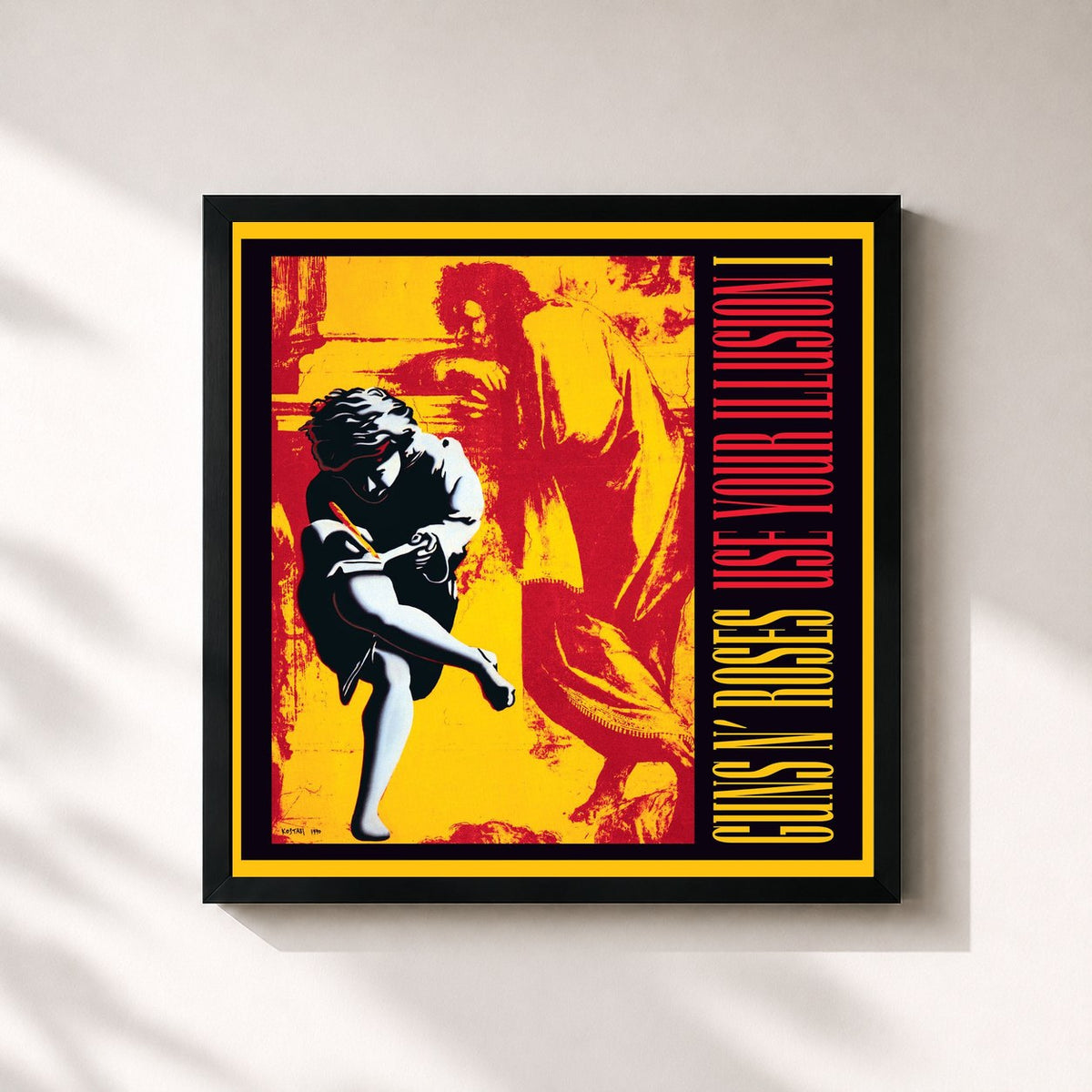 #noir Tableau carré de l'album Use Your Illusion I (Deluxe Edition) de Guns N' Roses, cadre noir 32x32 cm