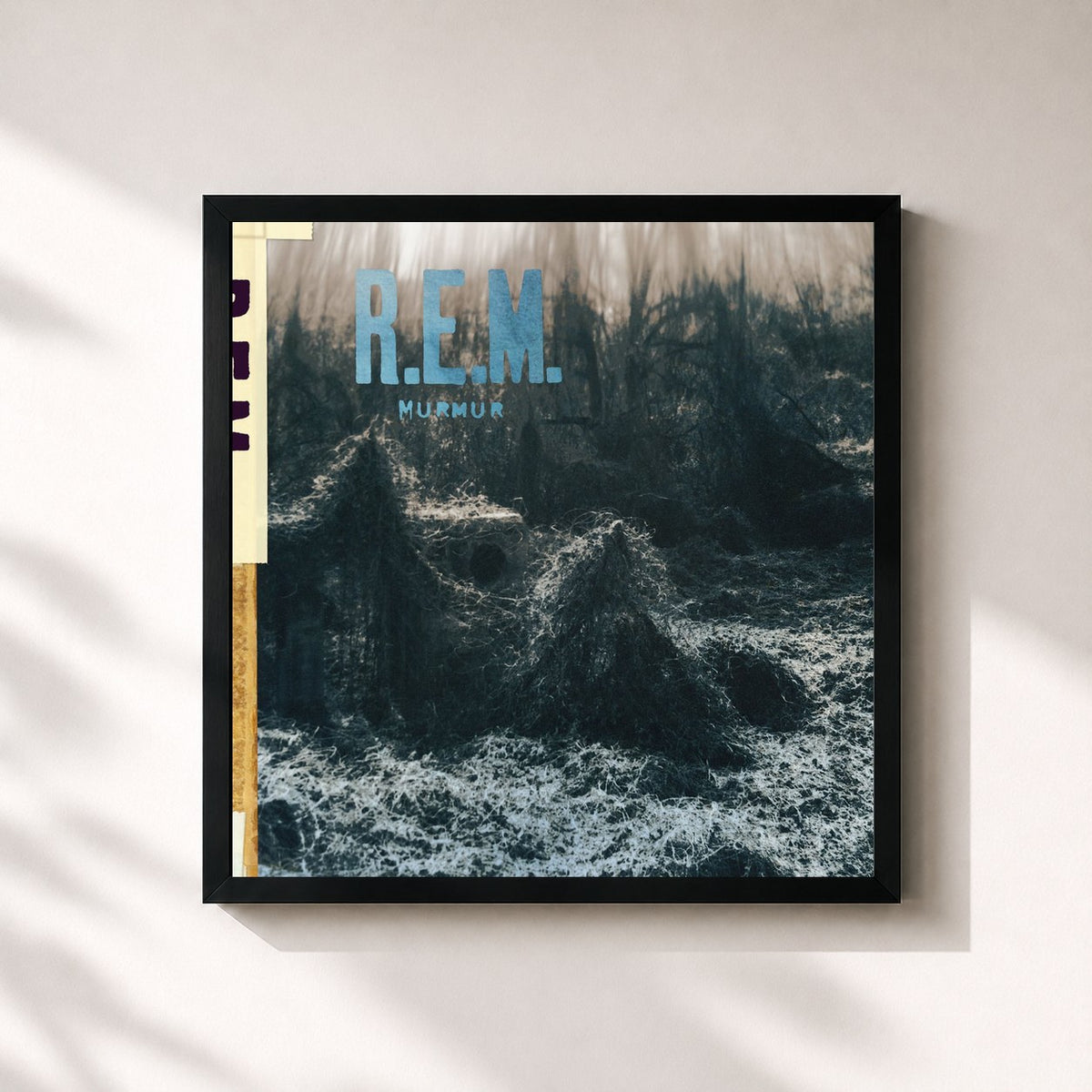 #noir Tableau carré de l'album Murmur de R.E.M., cadre noir 32x32 cm