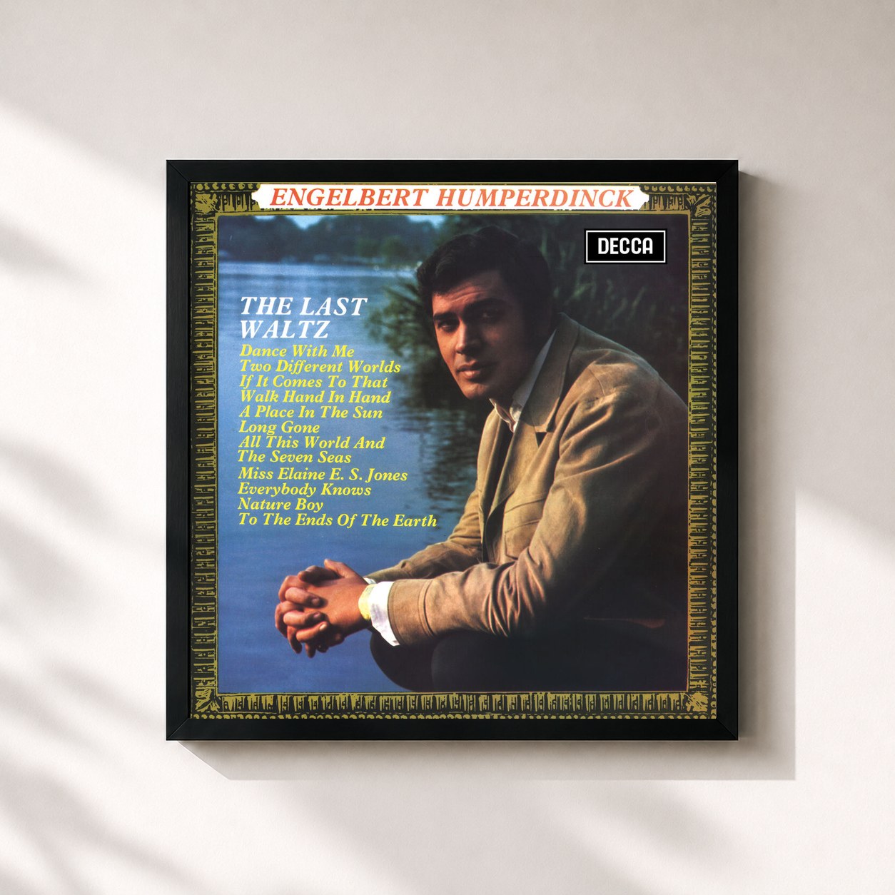 #noir Tableau carré de l'album The Last Waltz de Engelbert Humperdinck, cadre noir 32x32 cm