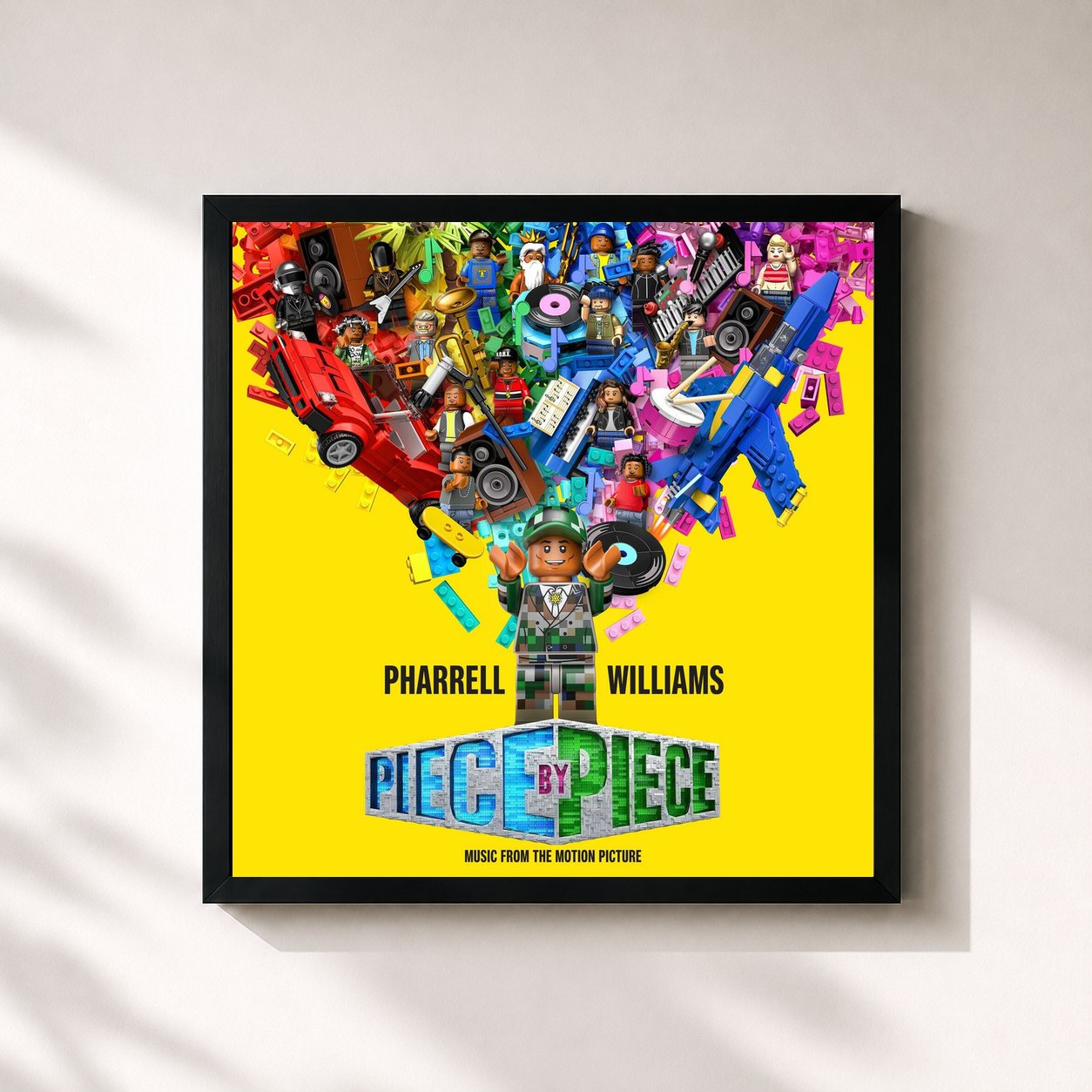 #noir Tableau carré de l'album Piece By Piece - Music from the Motion Picture de Pharrell Williams, cadre noir 32x32 cm