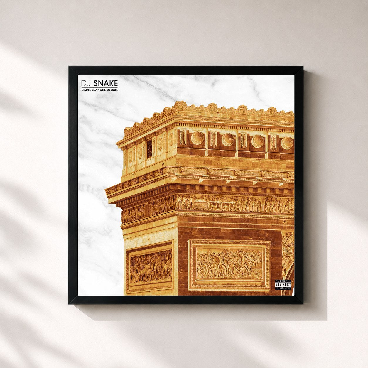 #noir Tableau carré de l'album Carte Blanche (Deluxe) de DJ Snake, cadre noir 32x32 cm