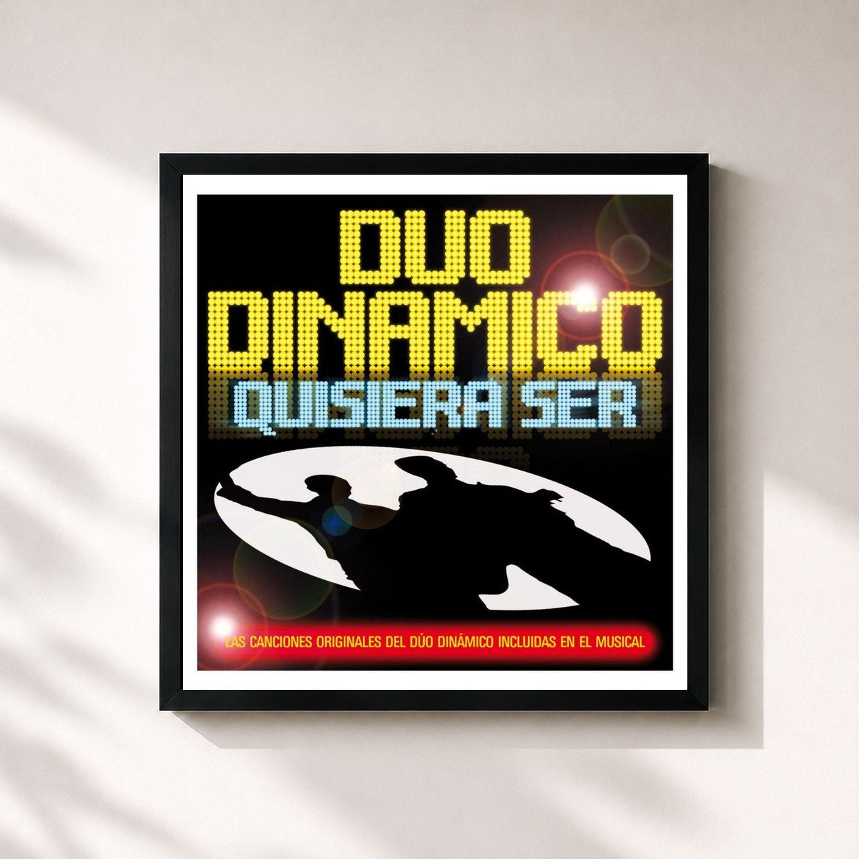 #noir Tableau carré de l'album Quisiera Ser. Las Versiones Originales Del Musical de Duo Dinamico, cadre noir 32x32 cm