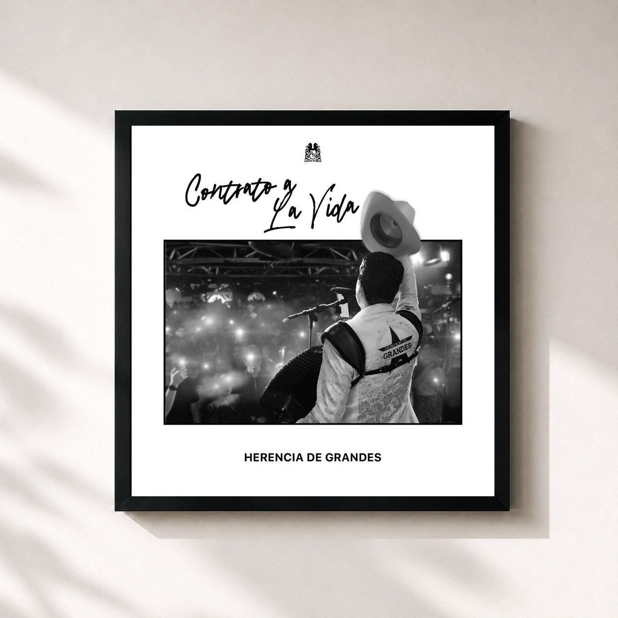 #noir Tableau carré de l'album Contrato A La Vida de Herencia De Grandes, cadre noir 32x32 cm